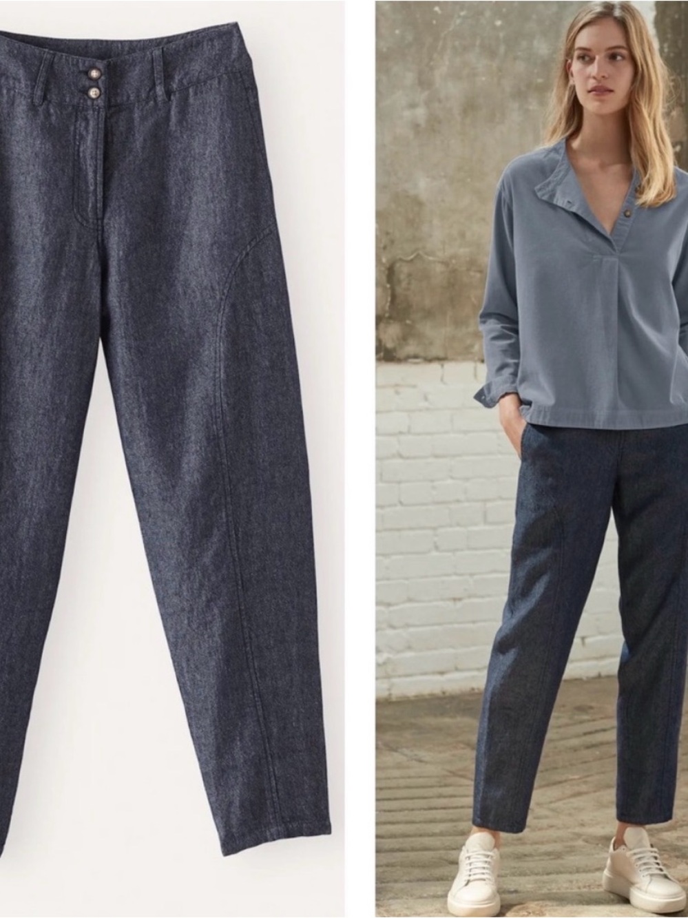 POETRY linen and wool curved seam trousers